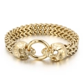 Pulsera punk de calavera para hombre en dorado con diseño de cadena de espiga en V - 20cm / Dorado