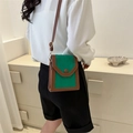 Sac à bandoulière tendance rétro pour femme en couleur contrastée, mini sac téléphone. - Vert