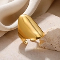 Anello aperto in acciaio inossidabile placcato oro 18K con design a goccia d'acqua - Oro Goccia d'acqua (JZ5421)