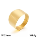 Anillo minimalista de banda ancha en acero de titanio dorado con 13mm de ancho y 2g - US 6 / Estilo Dorado (KR92779-K)