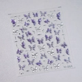 Adesivi per unghie farfalla 3D con glitter viola e contorno in metallo argento M-664 - Farfalla con Glitter Sottili Viola (M-664)