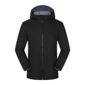 Men's black hooded softshell jacket with waterproof fabric and zipper pockets - S / Black