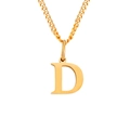Collar minimalista de acero inoxidable dorado pulido con un colgante de la letra D - Letra D (Oro Rosa)