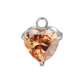 DIY heart-shaped pendant with faceted orange zircon stone in silver claw setting - No.13 Champagne Gold (Steel Setting)