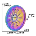 Rainbow stainless steel hoop earrings with textured finish and detailed size dimensions - Hammered Round (D69-R-Rainbow)