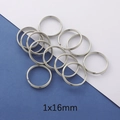 Close-up of 1x16mm polished stainless steel double split key rings for DIY jewelry - 1*16mm Steel Color