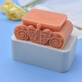 Silikonform für Aromasteine im europäischen Stil mit feinem floralem Reliefmuster - Europäischer Schnörkel-Relief-Stil / Weiß/Hellgrau