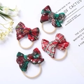 Set of four Christmas themed plaid bow headbands with soft nylon bands for baby girls - 8.5x6.5cm / Multicolor