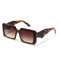 Retro tortoise shell square flat top sunglasses with brown gradient lenses and black accents - Leopard Frame Gradient Tea Lenses