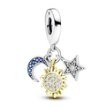 Silberne und goldene Legierungsanhänger mit Mond, Sonne und Stern für DIY Schmuck - Sonne Mond Stern Dreifarbiges Kombi-Anhänger (036)