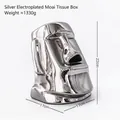 Moai-Statuen-Taschentuchbox aus versilbertem Kunststoff für modernes Wohndesign - Moai Statue-Galvanisiertes Silber 2118