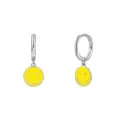 S925 sterling silver hoop earrings with yellow smiley face pendants for women - Smiley Pendant Style (JQH0081-SS-7) / Silver-Yellow Smiley Face
