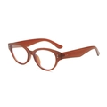 Retro amber cat-eye sunglasses with thick frames and silver metal stud accents - Dark Tea Frame Anti-blue Light Lens