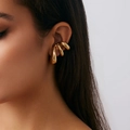Minimalist multi-layered hollow gold ear cuff with irregular geometric design for women - Gold (3697)