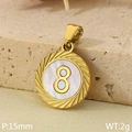 Goldener 15mm Edelstahl-Rundanhänger mit Perlmutteinlage und der Nummer 8 Verzierung - Nummer 8 Stil (KP116499-ZLA)