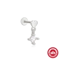 S925 sterling zilveren hart en vierkante zirkoon oorsteker met duidelijk S925-merk - Enkel Witgoud #2