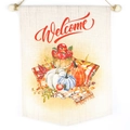 Welcome harvest non-woven flag with watercolor pumpkins and apples hanging decor - Harvest Basket