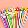 Set di 20 penne gel a tema cartoni animati con decorazioni in gomma di animali ed emoji - 20 Pezzi Stile Misto