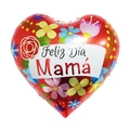 18-inch red heart-shaped foil balloon with Feliz Día Mamá and floral motifs - 18 Inch Red Flowers Heart Happy Mother's Day (TX030)