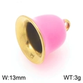 Pink and gold enamel bell pendant 13mm size for jewelry making and DIY crafts - Pink
