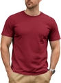 Men's solid burgundy crew neck t-shirt in breathable cotton with a classic regular fit - S / Burgundy