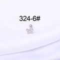 16G stainless steel butterfly cartilage stud earring with silver finish and zircon - Butterfly Style(324-6#)