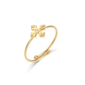 Detailed view of adjustable 18K gold plated cross ring with decorative round bead ends - Textured Cross / Adjustable Open