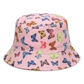 Pink bucket hat for kids with colorful butterfly prints and sun protection brim - 51-52CM(2-4 Years Old) / Pink Butterfly