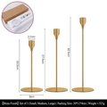 Set of 3 brass finish iron candle holders in varying heights for table decor - Large, Medium and Small Combination (6036) / Natural Copper