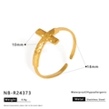 Detailed view of gold cross ring dimensions 10mm x 18mm made of hypoallergenic stainless steel - Cross Shape Style (NB-R24373)