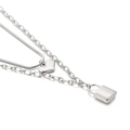 Collana a doppio strato in acciaio inossidabile argento con ciondoli a cuore e lucchetto - Color Acciaio