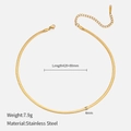 Detail view of 4mm golden stainless steel snake chain necklace with size specifications - Gold-4mm-42+8cm