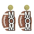 Detail of glitter brown rugby football MOM earrings with golden metal studs for Mother's Day - Rugby Stud Earrings - Brown Glitter