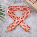 Ethnic style orange geometric woven shoulder strap with gold adjustable metal buckles - Orange Red Geometric