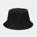Classic black denim sun hat with wide brim, vintage minimalist style fisherman bucket hat - Black