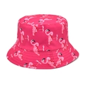 Détail du chapeau de soleil à imprimé flamant rose en tissu polyester léger à séchage rapide - M (56-58cm) / Rose rouge