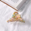 Pinza de pelo con lazo en acetato degradado pastel y diseño calado de moda - Color Caramelo Claro