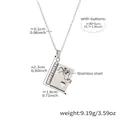 Collana a libro in acciaio inossidabile con incisione promessa e misure dettagliate - Color Acciaio Stile Promessa del Mignolo Figlia (RP022)