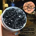 Jar of 1000 pieces black elastic hair ties in basic style for daily hair styling - 8# Basic Black (1000pcs Jar)