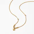 Golden heart pendant necklace with beaded box chain in polished stainless steel - Gold (KD1707)