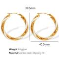 Golden 18K plated stainless steel twisted hoop earrings with white enamel finish - Small White Gold Twisted Hoop Earrings