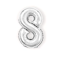 Silver foil number 8 balloon with metallic finish for birthday party decoration - 16 Inch Number 8-Silver