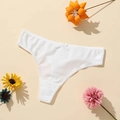Tanga blanc en polyester respirant avec fines rayures et petit détail de nœud décoratif - S / Blanc