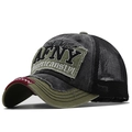 Vintage AFNY embroidered mesh baseball cap with distressed canvas and breathable back - Army Green