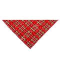 Detail of red plaid Christmas dog bandana with white snowflake patterns and neat stitching - S / Multicolor Plaid Snowflake 2