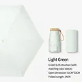 Mini folding light green sun umbrella with matching sleeve and 6-rib portable frame - 6-Fold 6-Bone Black Glue Light Green