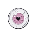 Broche en émail œil avec pupille cœur rose, motif floral bleu et nœud rose mignon - Qhxz305