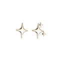 Set di orecchini a lobo asimmetrici a forma di stella dorata con finitura lucida - Rame / Stella a quattro punte asimmetrica (Colore oro)