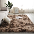 Brown and beige tie-dye plush area rug in a modern living room with a cozy atmosphere - Tie-dye Dark Brown (upgraded Version Thicker And Denser) / Custom Size (Contact Service)