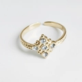 Adjustable 18K gold-plated titanium steel ring with a diamond cross flower centerpiece - Cross Gold